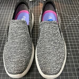 Ryka Surround Fit Women's Gray Black Knit Slip On Walking Shoes Size 7.5